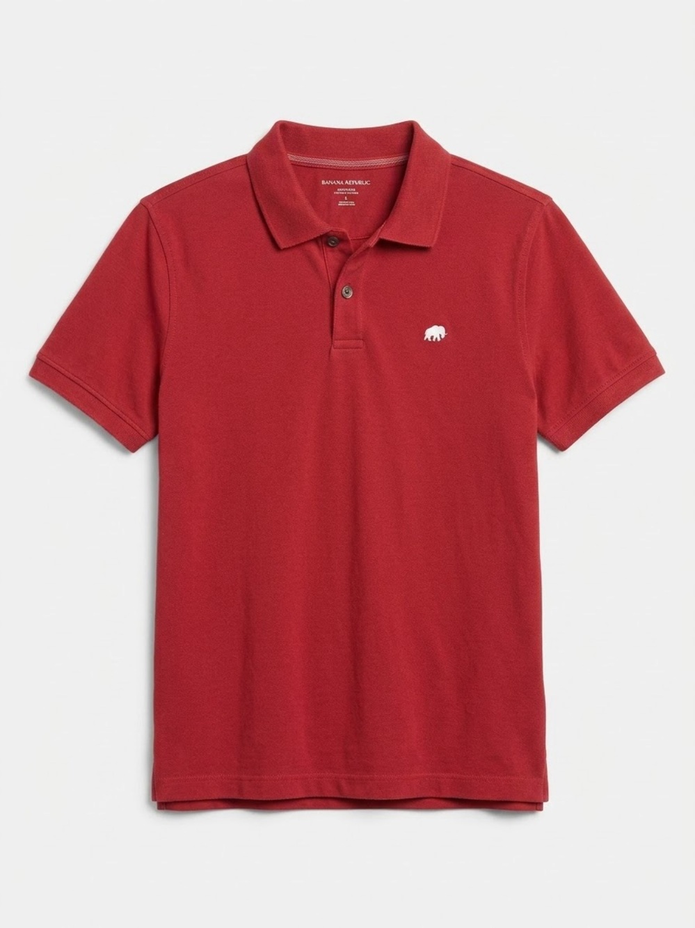 Banana Republic Mens Red Elephant Logo Cotton Pique Short Sleeve Small